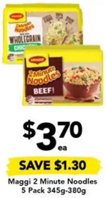Drakes Maggi 2 Minute Noodles 5 Pack 345g-380g offer