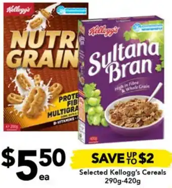 Drakes Selected Kellogg's Cereals 290g-420g offer