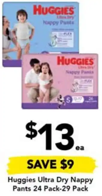 Drakes Huggies Ultra Dry Nappy Pants 24 Pack-29 Pack offer