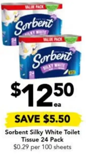 Drakes Sorbent Silky White Toilet Tissue 24 Pack offer