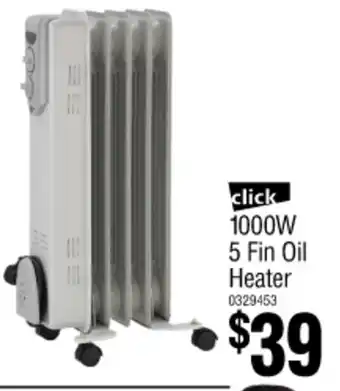 click 1000W 5 Fin Oil Heater