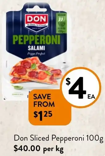 Foodworks Don Sliced Pepperoni 100g offer