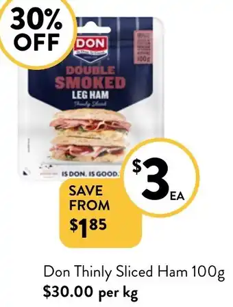 Foodworks Don Thinly Sliced Ham 100g offer