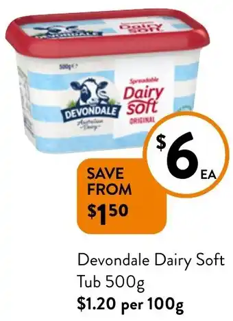 Foodworks Devondale Dairy Soft Tub 500g offer