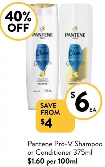 Foodworks Pantene Pro-V Shampoo or Conditioner 375ml offer