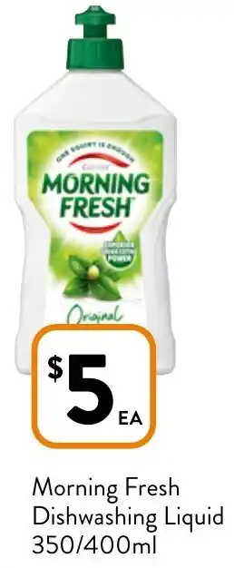Foodworks Morning Fresh Dishwashing Liquid 350/400ml offer