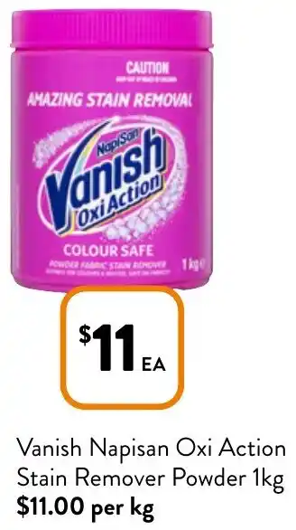 Foodworks Vanish Napisan Oxi Action Stain Remover Powder 1kg offer