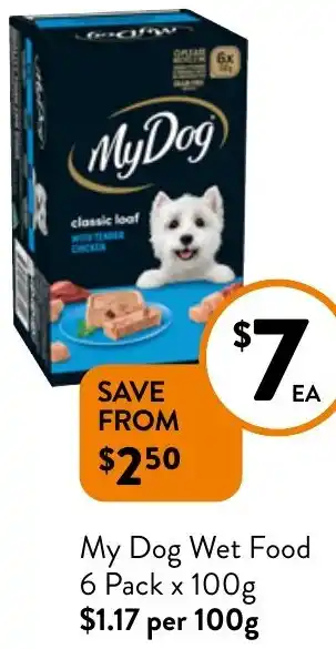 Foodworks My Dog Wet Food 6 Pack x 100g offer