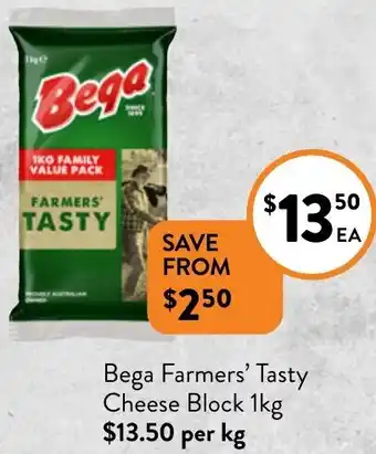 Foodworks Bega Farmers' Tasty Cheese Block 1kg offer