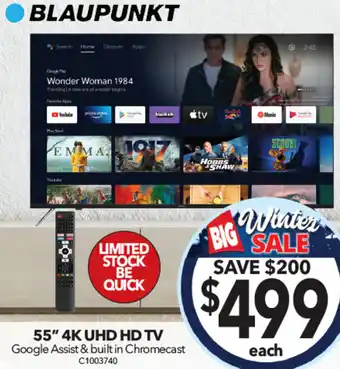 Cheap as Chips 55" 4K UHD HD TV Google Assist & built in Chromecast offer