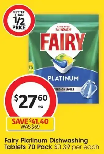 Coles Fairy Platinum Dishwashing Tablets 70 Pack offer