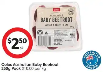Coles Coles Australian Baby Beetroot 250g Pack offer