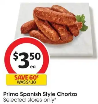Coles Primo Spanish Style Chorizo offer