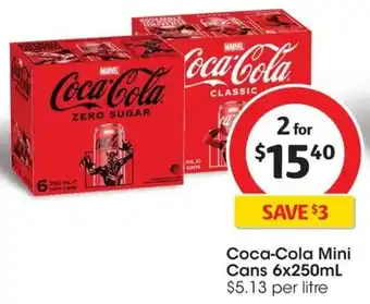 Coles Coca-Cola Mini Cans 6x250mL offer