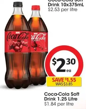 Coles Coca-Cola Soft Drink 1.25 Litre offer