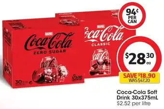 Coles Coca-Cola Soft Drink 30x375mL offer