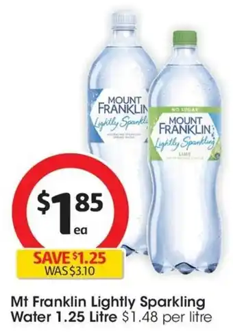 Coles Mt Franklin Lightly Sparkling Water 1.25 Litre offer