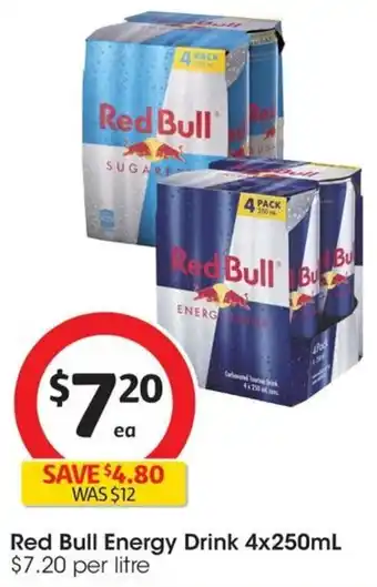 Coles Red Bull Energy Drink 4x250mL offer
