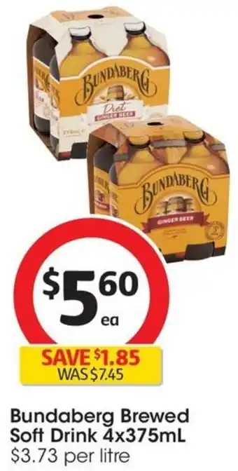 Coles Bundaberg Brewed Soft Drink 4x375mL offer