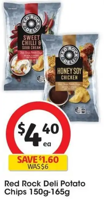 Coles Red Rock Deli Potato Chips 150g-165g offer