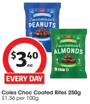Coles Coles Choc Coated Bites 250g offer