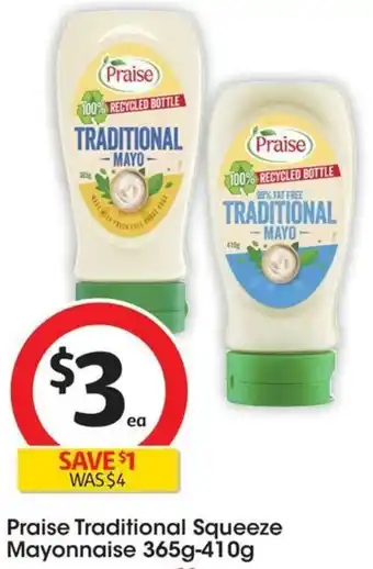 Coles Praise Traditional Squeeze Mayonnaise 365g-410g offer