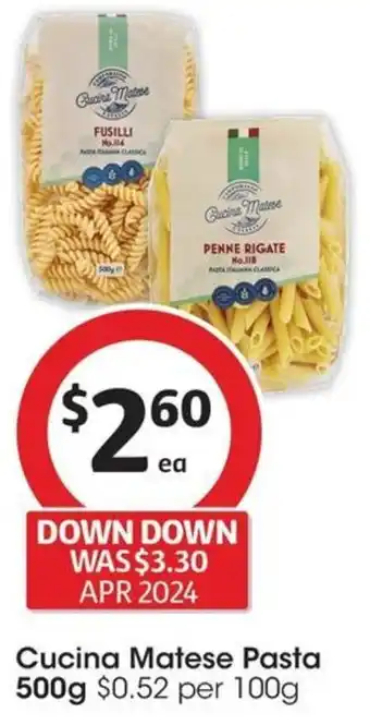 Coles Cucina Matese Pasta 500g offer