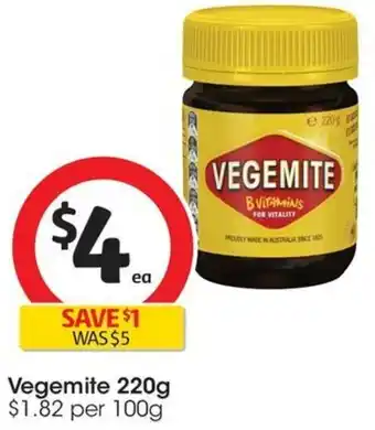 Coles Vegemite 220g offer