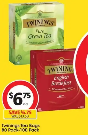 Coles Twinings Tea Bags 80 Pack-100 Pack offer