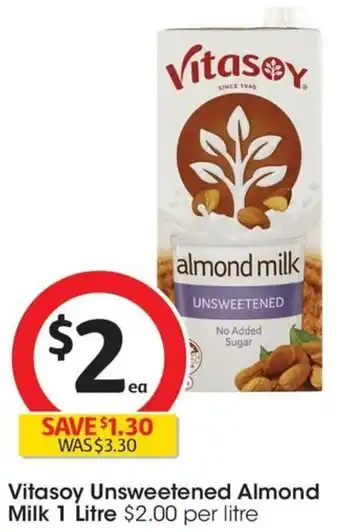 Coles Vitasoy Unsweetened Almond Milk 1 Litre offer