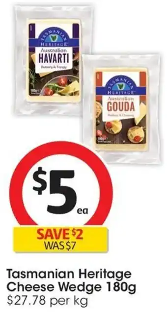 Coles Tasmanian Heritage Cheese Wedge 180g offer