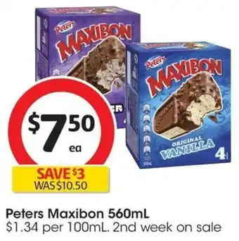 Coles Peters Maxibon 560mL offer