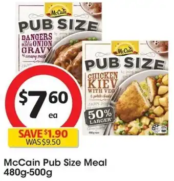 Coles McCain Pub Size Meal 480g-500g offer