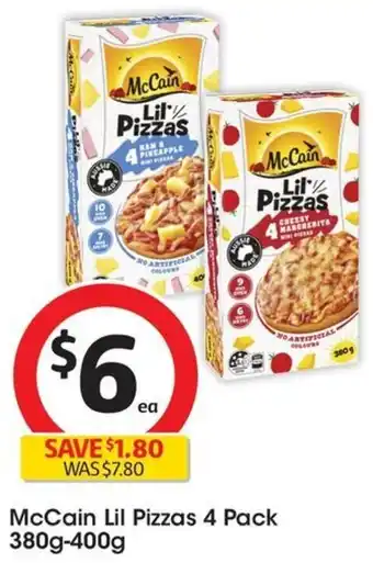 Coles McCain Lil Pizzas 4 Pack 380g-400g offer