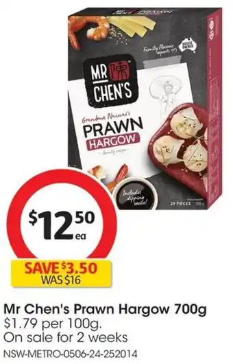 Coles Mr Chen's Prawn Hargow 700g offer