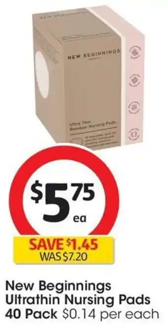 Coles New Beginnings Ultrathin Nursing Pads 40 Pack offer