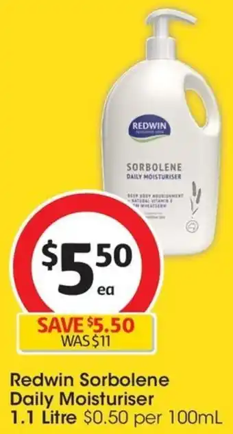 Coles Redwin Sorbolene Daily Moisturiser 1.1 Litre offer