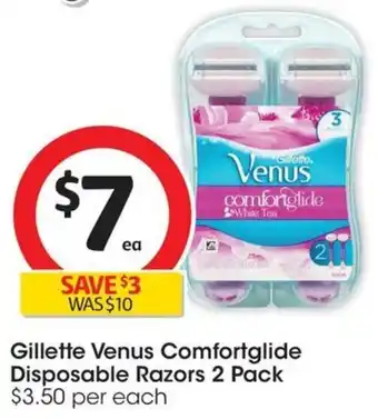 Coles Gillette Venus Comfortglide Disposable Razors 2 Pack offer