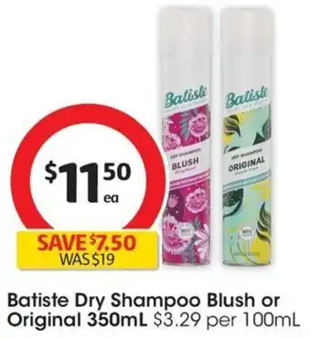 Coles Batiste Dry Shampoo Blush or Original 350mL offer