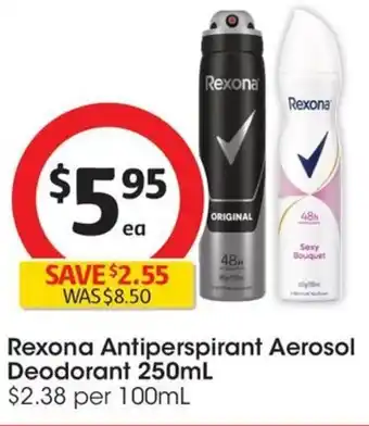 Coles Rexona Antiperspirant Aerosol Deodorant 250mL offer