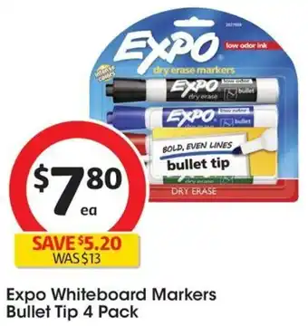Coles Expo Whiteboard Markers Bullet Tip 4 Pack offer
