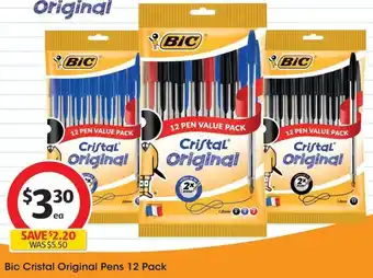 Coles Bic Cristal Original Pens 12 Pack offer