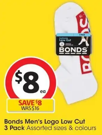 Coles Bonds Men's Logo Low Cut 3 Pack offer