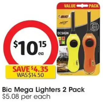 Coles Bic Mega Lighters 2 Pack offer