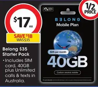 Coles Belong $35 Starter Pack offer