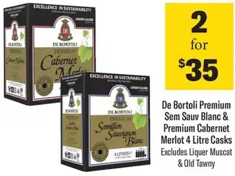 Coles De Bortoli Premium Sem Sauv Blanc & Premium Cabernet Merlot 4 Litre Casks offer