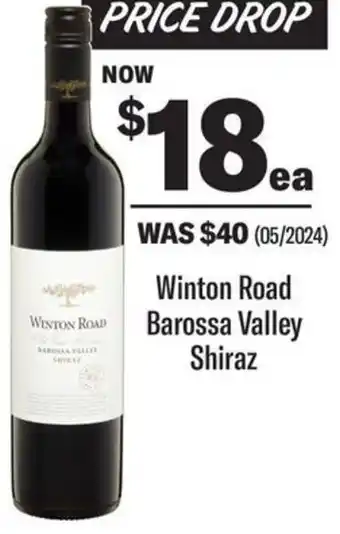 Coles Winton Road Barossa Valley Shiraz offer