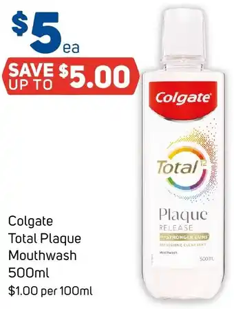 Foodland Colgate Total Plaque Mouthwash 500ml offer