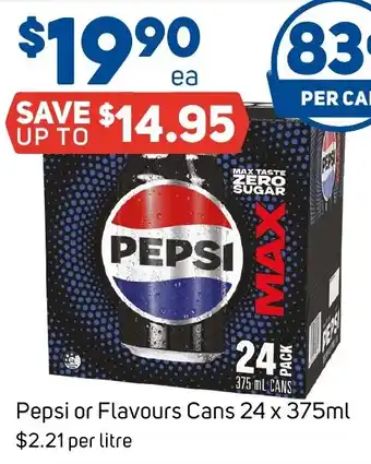 Foodland Pepsi or Flavours Cans 24 x 375ml offer