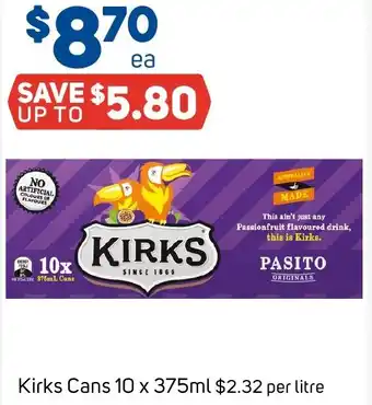 Foodland Kirks Cans 10 x 375ml offer